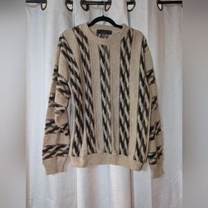 Browns And Cream Chunky Cable knit Vintage Sweater